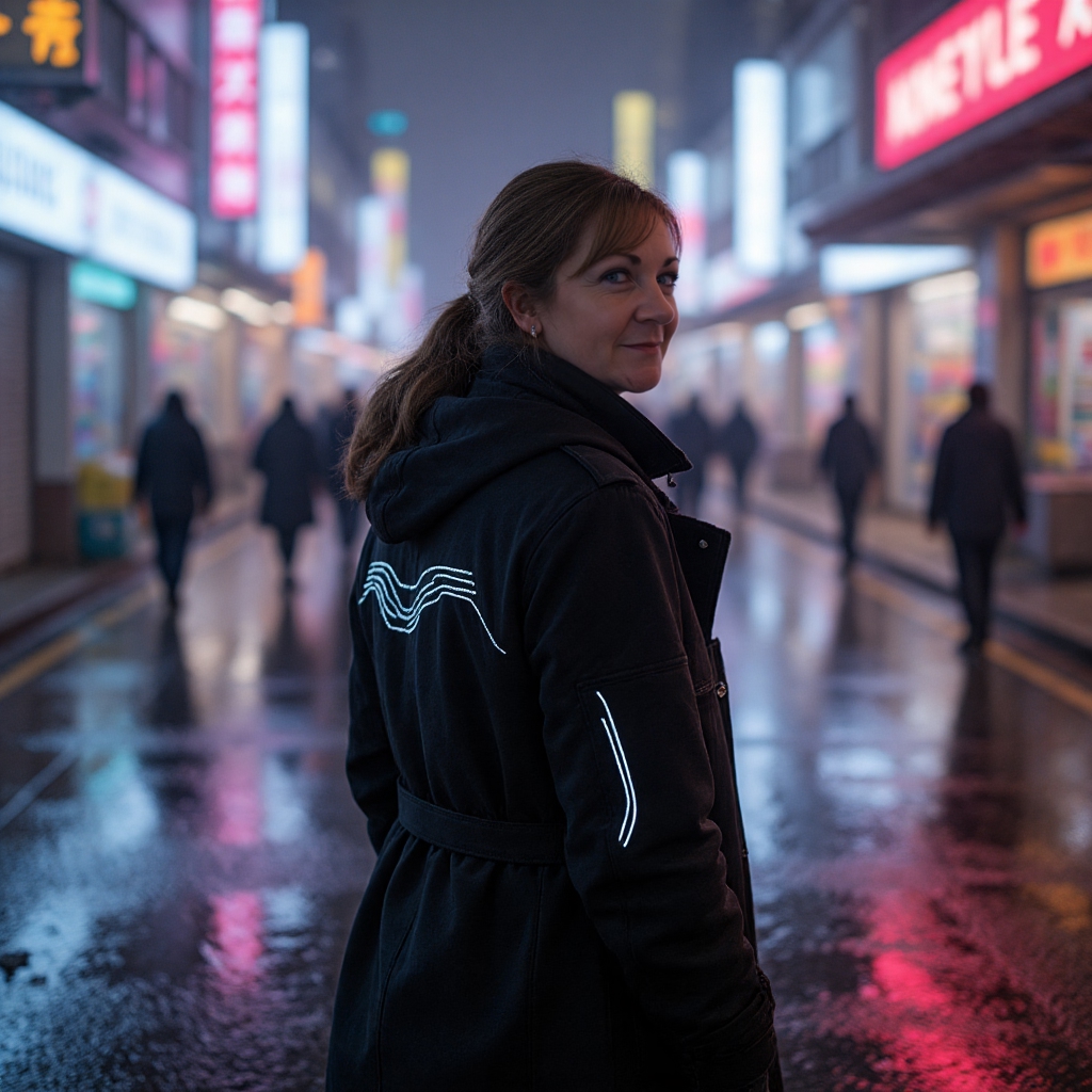 Woman futuristic coat